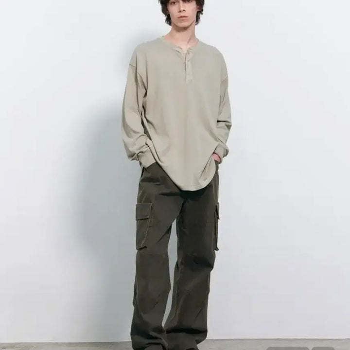 [BUNJANG] InSilence Pigment Washed Cargo Pants Khaki M / 인사일런스-피그먼트 워시드 카고팬츠(카키/M)