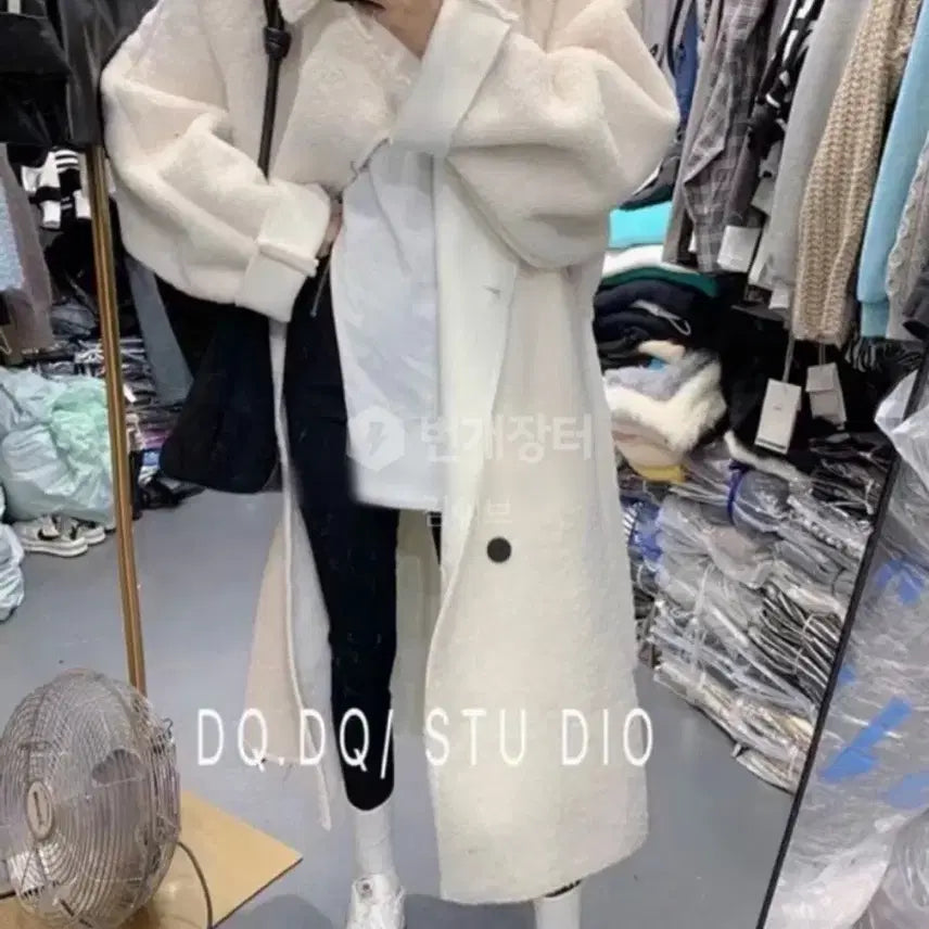 [BUNJANG] Ivory Teddy Long Coat / 아이보리 뽀글이 롱 코트 새상품) 프리사이즈