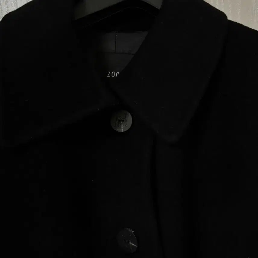 [BUNJANG] ZOOC Belted Long Coat Black 55 / ZOOC 싱글 버튼 벨티드 롱 코트 블랙 55