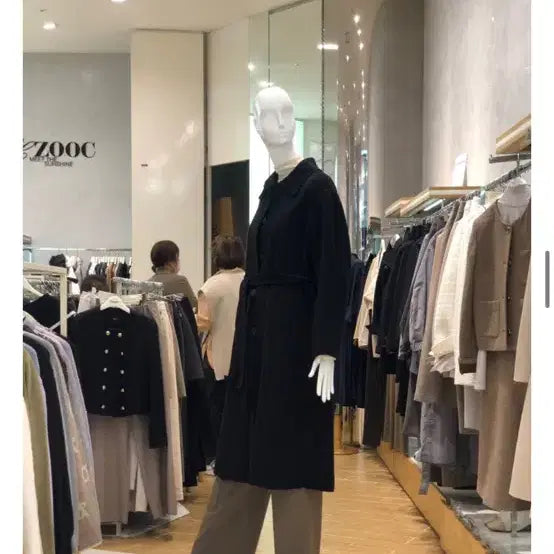 [BUNJANG] ZOOC Belted Long Coat Black 55 / ZOOC 싱글 버튼 벨티드 롱 코트 블랙 55