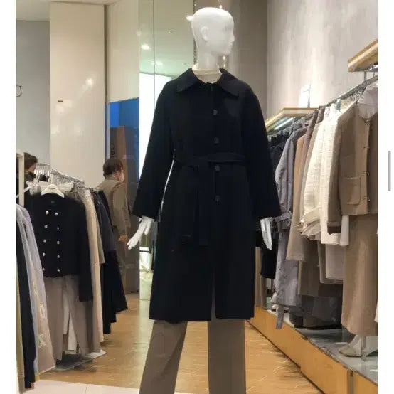 [BUNJANG] ZOOC Belted Long Coat Black 55 / ZOOC 싱글 버튼 벨티드 롱 코트 블랙 55