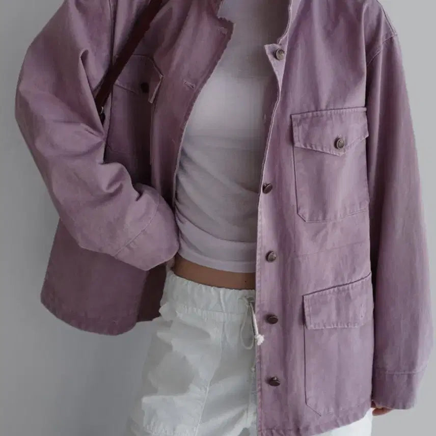 [BUNJANG] Laroom Vivi Work Jacket Pink/Blue / 라룸 비비 워크 자켓 새상품
