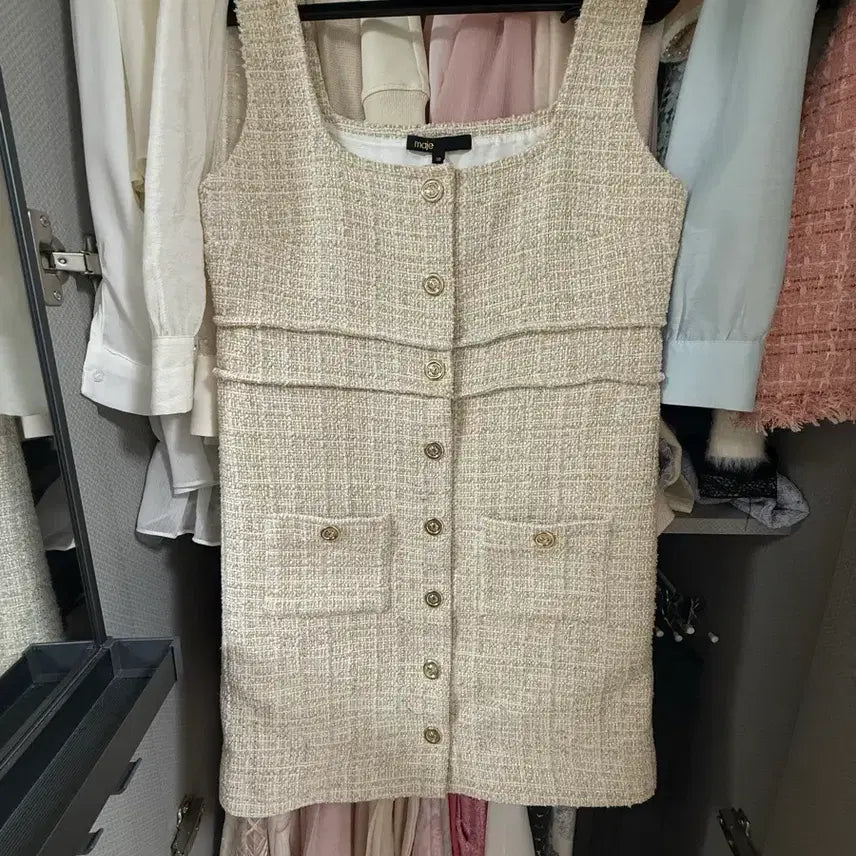[BUNJANG] Maje Tweed Dress Ivory / 마쥬 트위드 원피스 아이보리