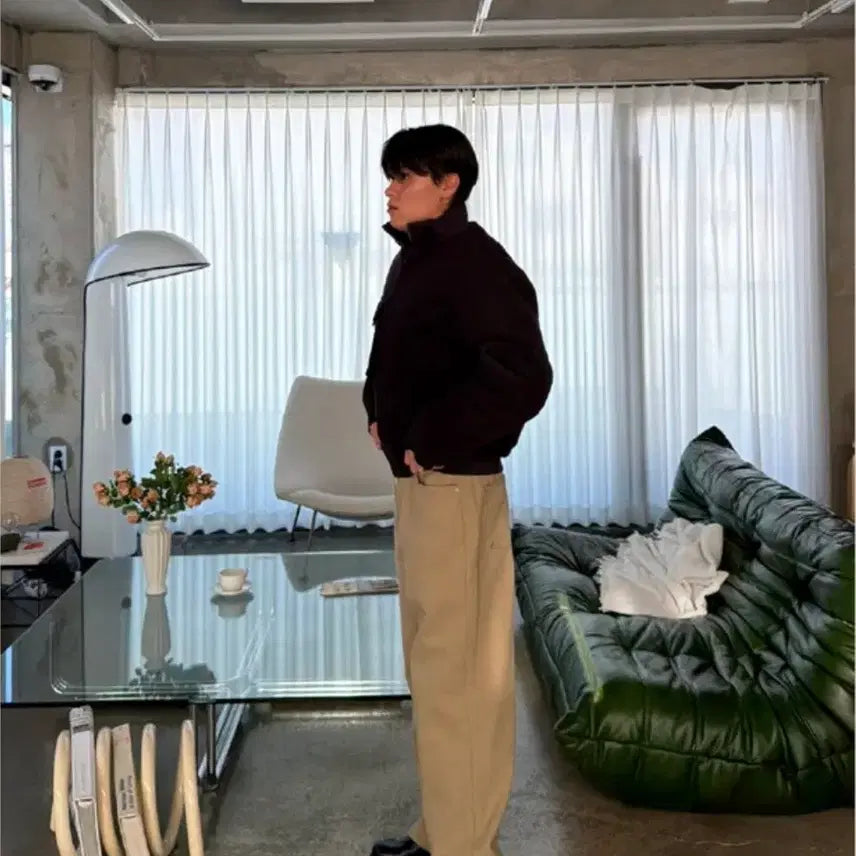 [BUNJANG] Corduroy Quilted Crop Blouson / 코듀로이 퀼팅 크롭 블루종