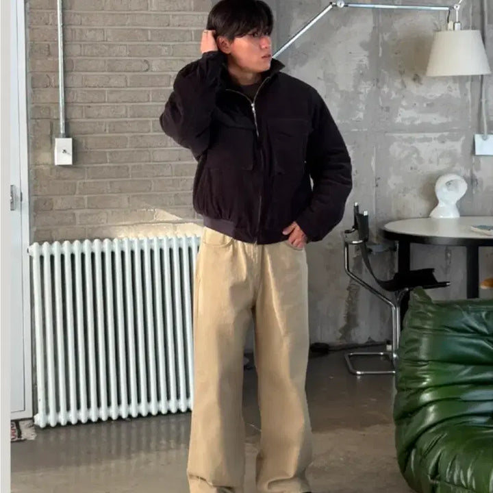 [BUNJANG] Corduroy Quilted Crop Blouson / 코듀로이 퀼팅 크롭 블루종