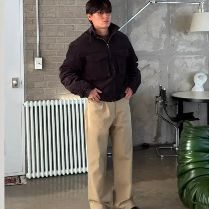 [BUNJANG] Corduroy Quilted Crop Blouson / 코듀로이 퀼팅 크롭 블루종