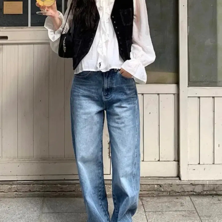 [BUNJANG] Frilly Wide Denim Pants (Short) / 프릴리 와이드 데님 팬츠 숏s