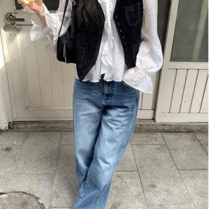 [BUNJANG] Frilly Wide Denim Pants (Short) / 프릴리 와이드 데님 팬츠 숏s