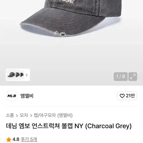 [SOLD OUT] MLB NY  Yankees 볼캡 차콜 데님