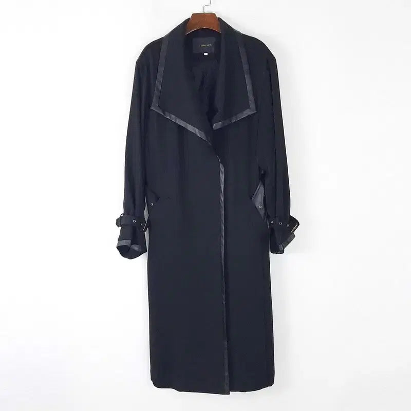 [BUNJANG] Zhu-log Leather-Trim Trench Coat (Size F) / 줄로그 가죽배색 트렌치코트 F