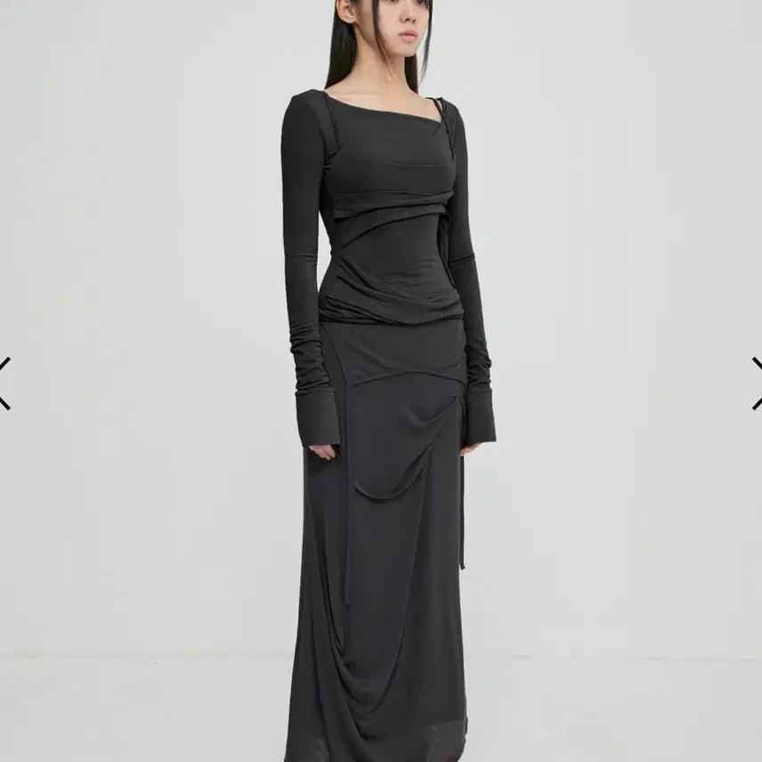 [SOLD OUT] Flareup Asymmetrical Draped Long Skirt