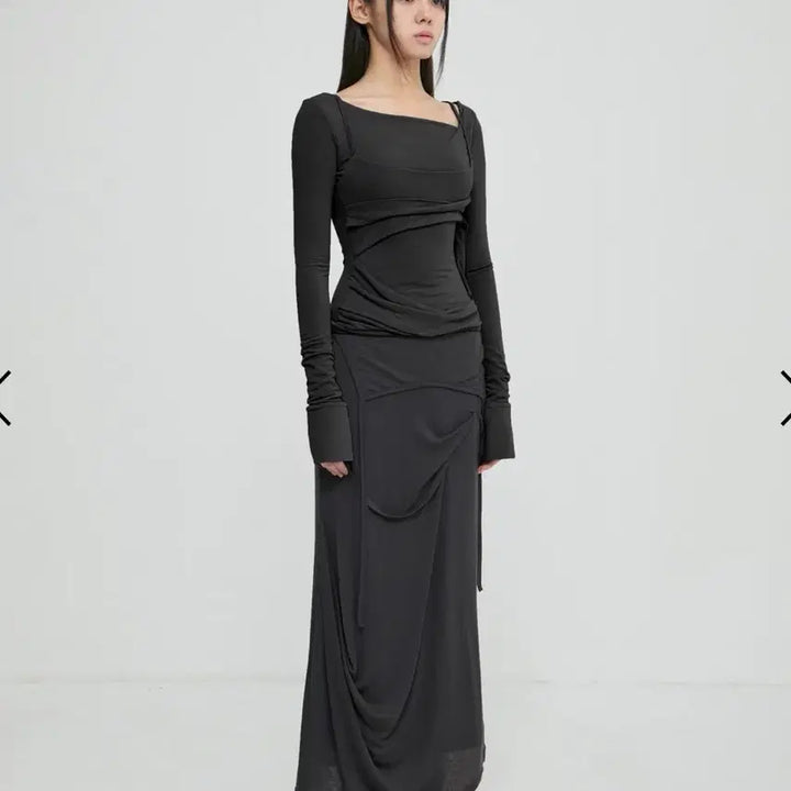 [SOLD OUT] Flareup Asymmetrical Draped Long Skirt