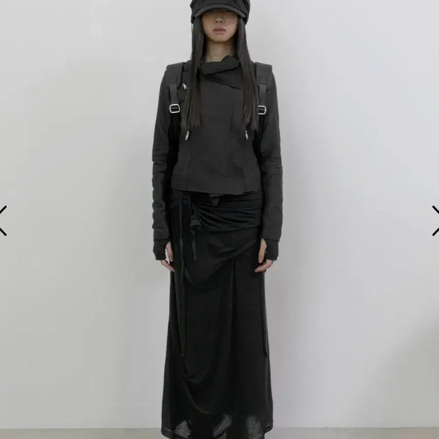 [SOLD OUT] Flareup Asymmetrical Draped Long Skirt