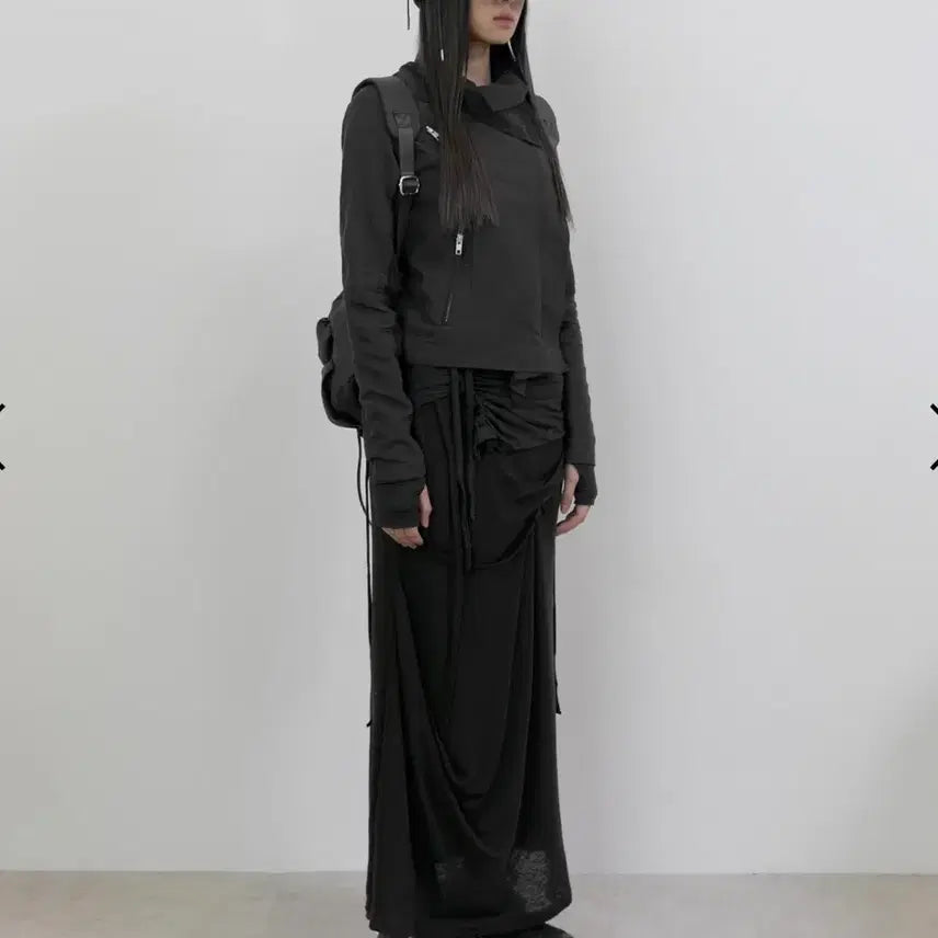 [SOLD OUT] Flareup Asymmetrical Draped Long Skirt