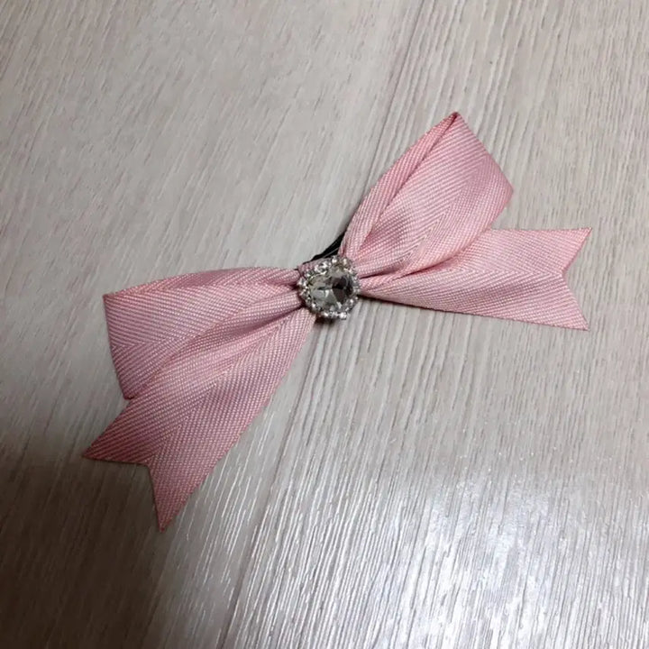 [BUNJANG] Heart Cubic Ribbon Hair Clip / 하트 큐빅 리본 집게삔