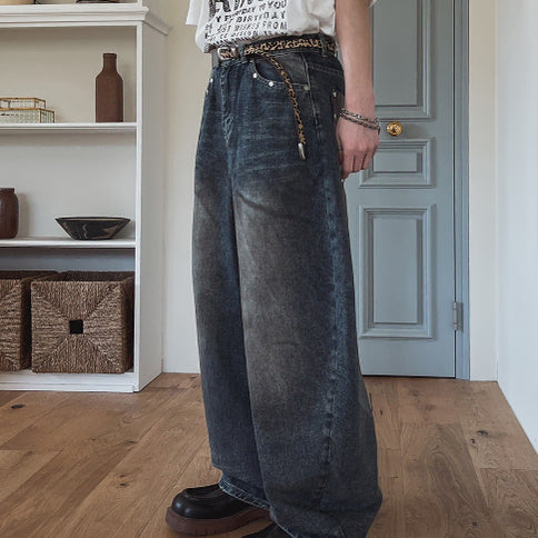 [BUNJANG] Two Plan Koharu Late Back Leather Pocket Denim Pants / 투플랜 코시하루 레이트 백 레더 포켓 데님팬츠