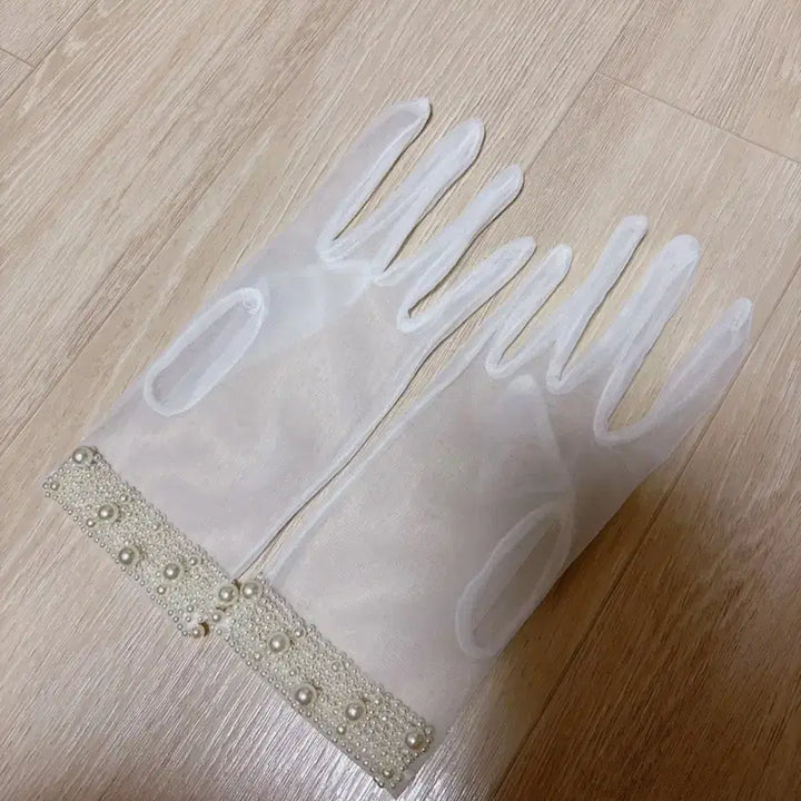 [BUNJANG] Wedding Gloves / 진주블링 웨딩장갑 시스루 예식용 신부 망사 장갑