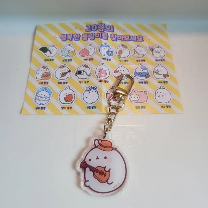 [BUNJANG] Molang Guitar-Playing Molang Keychain / 몰랑이 기타치는 몰랑 키링
