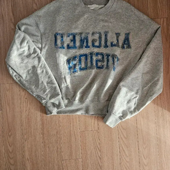 [BUNJANG] Zara Cropped Print Crewneck Sweatshirt / [s] 자라 크롭 프린트 크루넥 맨투맨 그레이