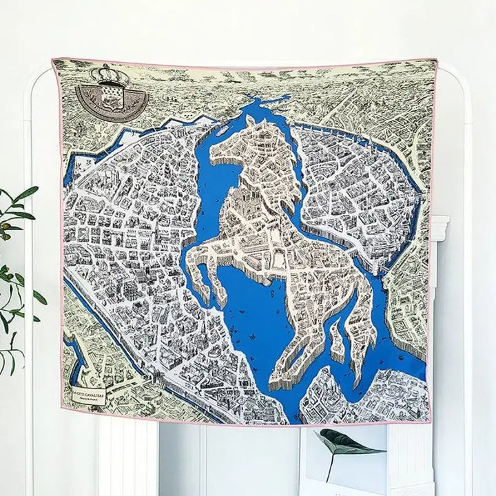 [BUNJANG] Horse Blue Silk Scarf (90cm) / horse 블루 스카프(90cm)