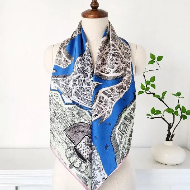 [BUNJANG] Horse Blue Silk Scarf (90cm) / horse 블루 스카프(90cm)