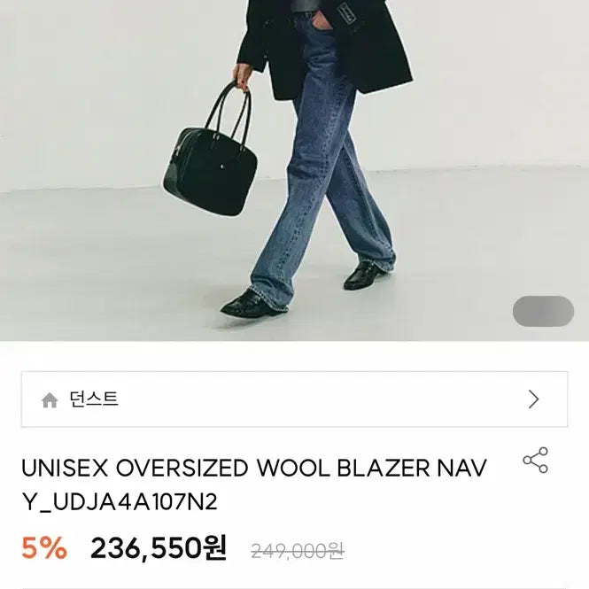 [BUNJANG] Dunst Oversized Wool Jacket (Navy) - Size M / 던스트 오버사이즈 울자켓 (네이비)