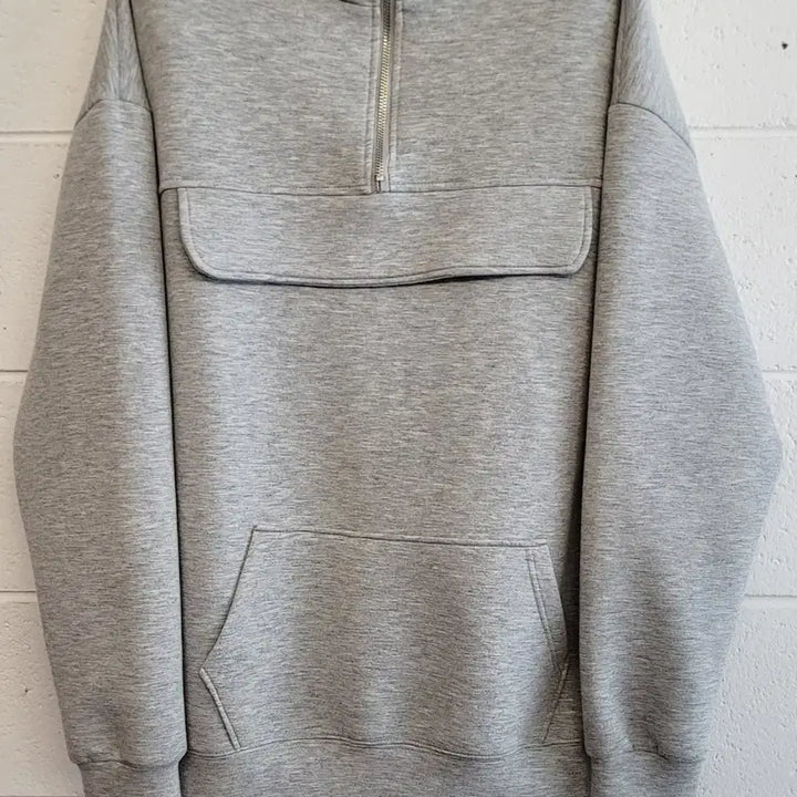 [BUNJANG] Charisma Poly Oversized Hoodie Gray / 카리스마 폴리 오버핏 후드티셔츠 판매
