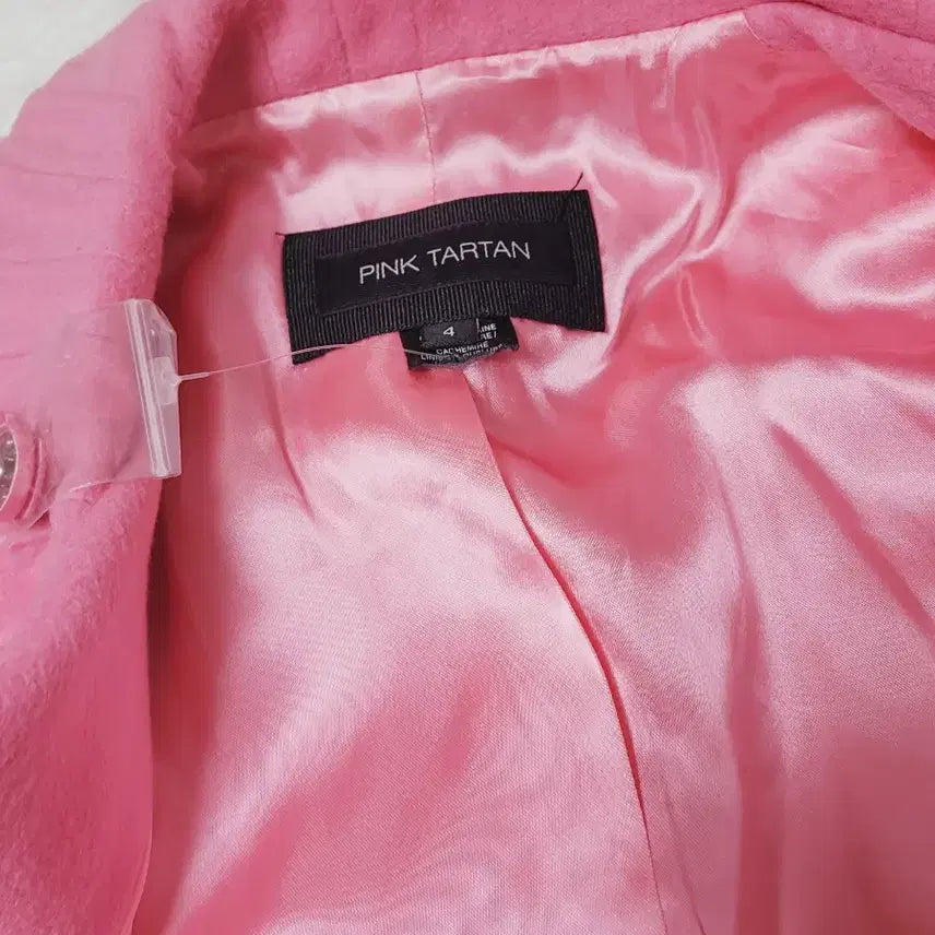 [BUNJANG] Pink Tartan Ribbon Wool Coat / 핑크타탄 핑크 리본 울 코트 수입