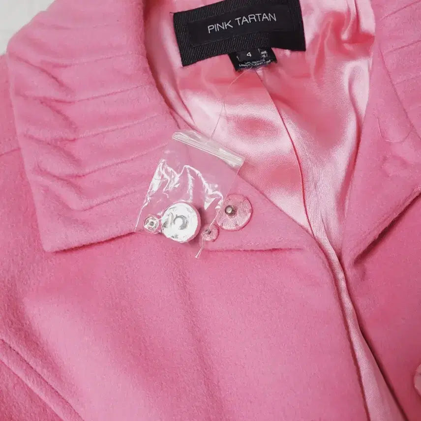 [BUNJANG] Pink Tartan Ribbon Wool Coat / 핑크타탄 핑크 리본 울 코트 수입