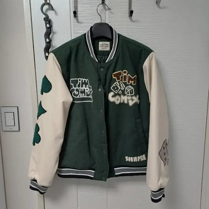 [BUNJANG] Tim Comix Khaki Varsity Jacket / Tim Comix 팀코믹스  카키 바시티 자켓