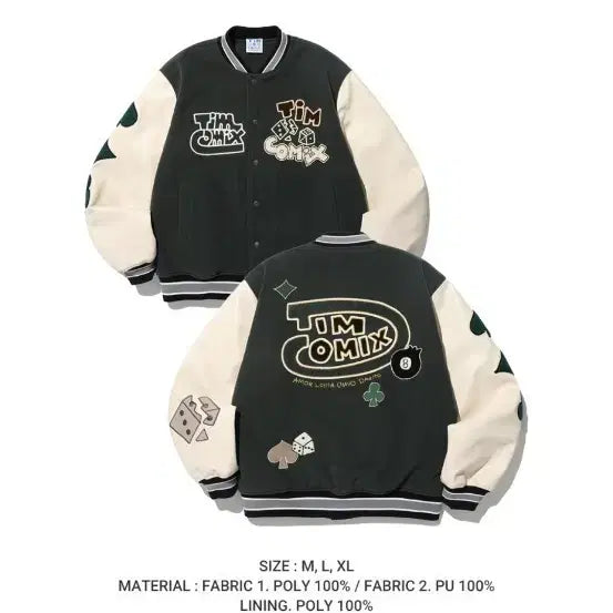 [BUNJANG] Tim Comix Khaki Varsity Jacket / Tim Comix 팀코믹스  카키 바시티 자켓
