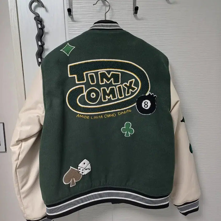 [BUNJANG] Tim Comix Khaki Varsity Jacket / Tim Comix 팀코믹스  카키 바시티 자켓