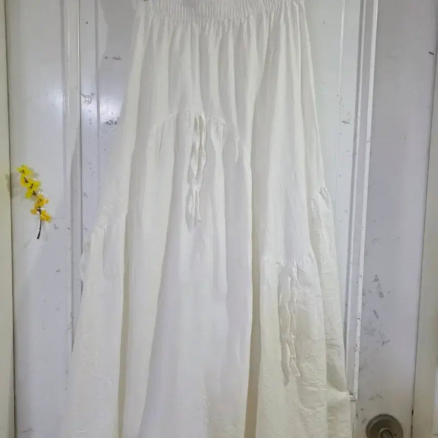 [BUNJANG] Summer Ribbon Cotton Long Skirt / 여름  리본   면  롱스커트   깨끗해요   허리28까지