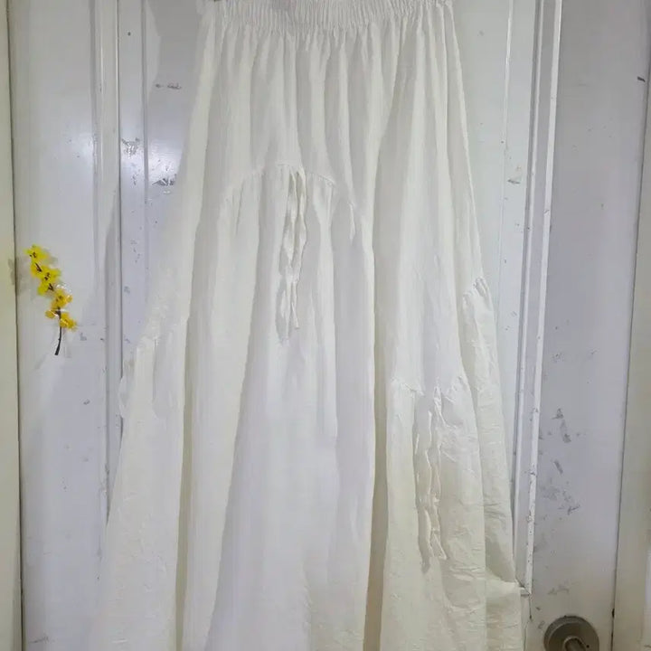 [BUNJANG] Summer Ribbon Cotton Long Skirt / 여름  리본   면  롱스커트   깨끗해요   허리28까지