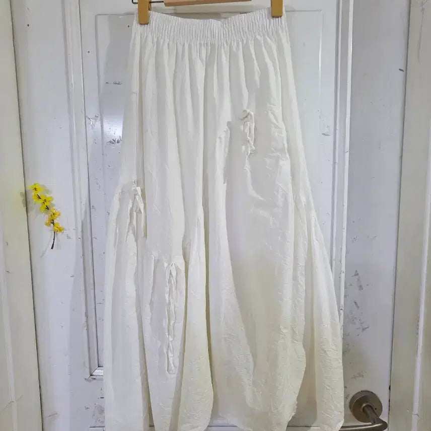 [BUNJANG] Summer Ribbon Cotton Long Skirt / 여름  리본   면  롱스커트   깨끗해요   허리28까지