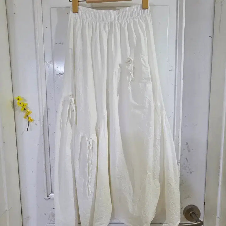 [BUNJANG] Summer Ribbon Cotton Long Skirt / 여름  리본   면  롱스커트   깨끗해요   허리28까지