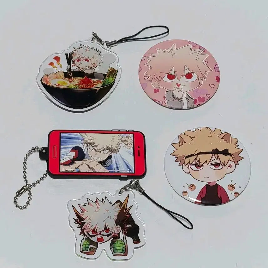 [BUNJANG] My Hero Academia Bakugo Bundle Set / 히로아카/나의 히어로 아카데미아 바쿠고 키링 뱃지 거울