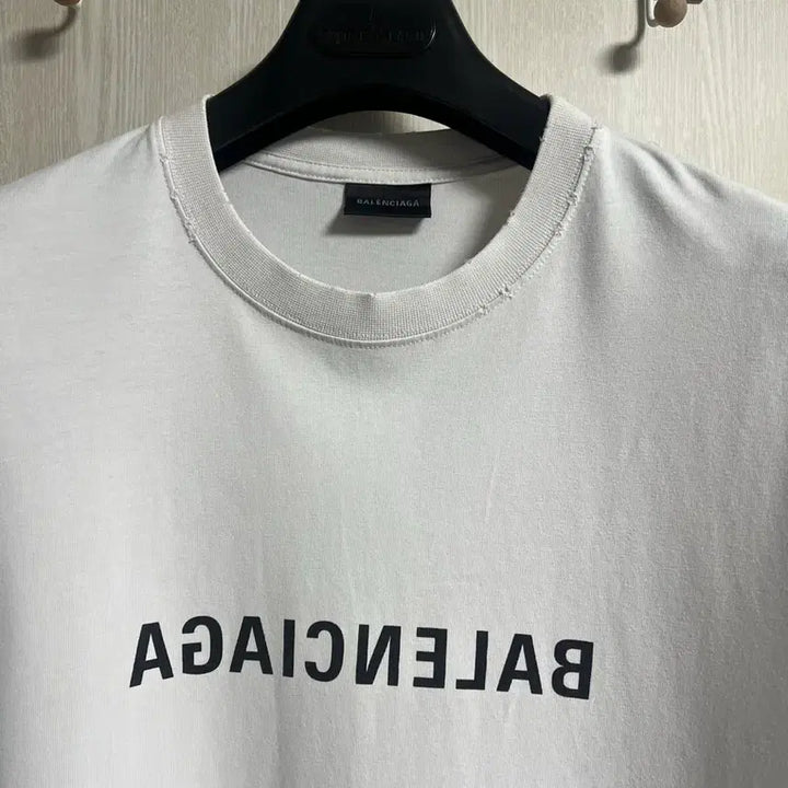 [BUNJANG] Balenciaga Mirror Logo Washed T-shirt / [극미중고,국내매장판] 발렌시아가 미러로고 워싱 반팔 화이트