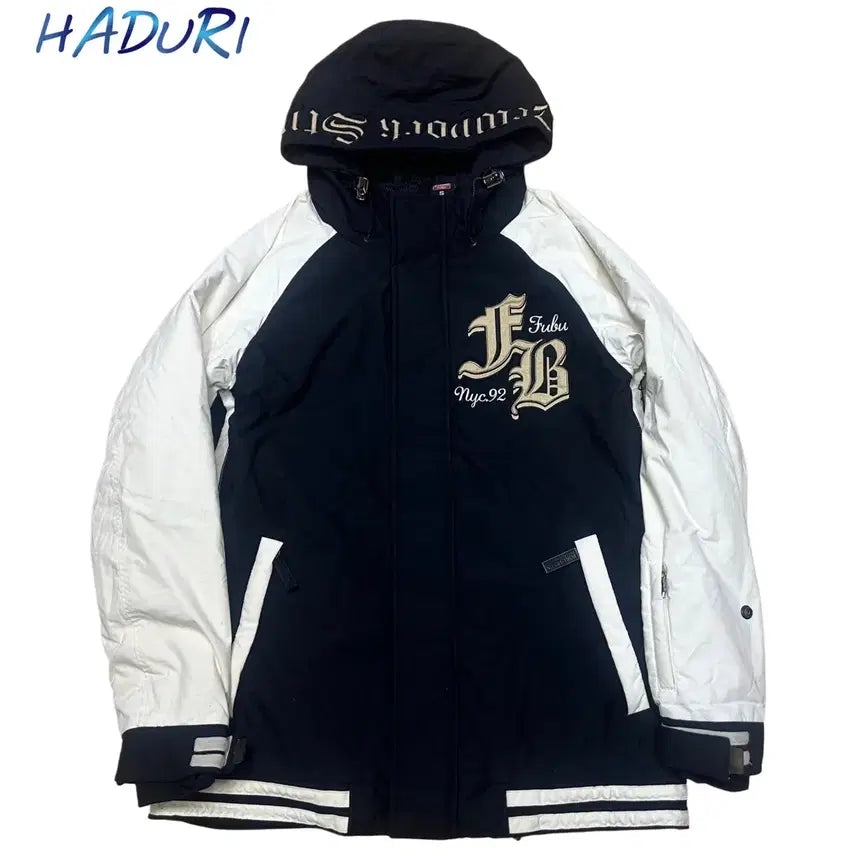 [BUNJANG] Fubu Lettering Black Hooded Jumper S / Fubu 레터링 블랙후드점퍼 S