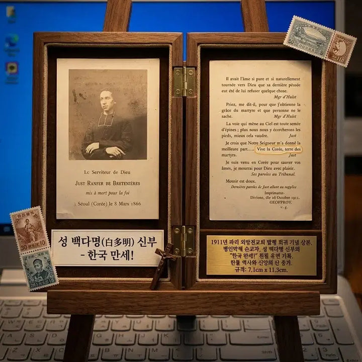 [BUNJANG] 1911 St. Just Ranfer de Bretenières Commemorative Card / 1911년 - 1866년 병인박해, 성 백다명 신부 한국 만세 순교 기념