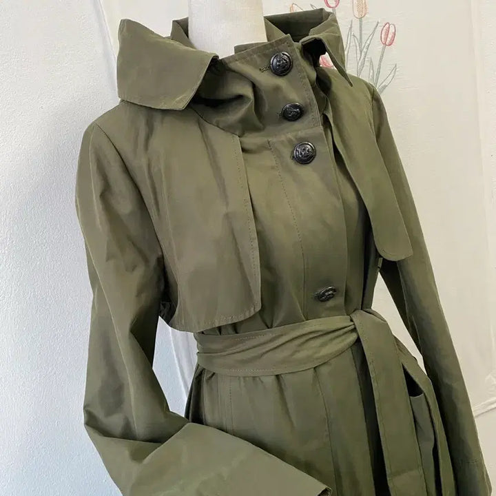 [BUNJANG] SJSJ Hooded Belted Trench Coat / 한섬 SJSJ 후드 벨트 트렌치코트