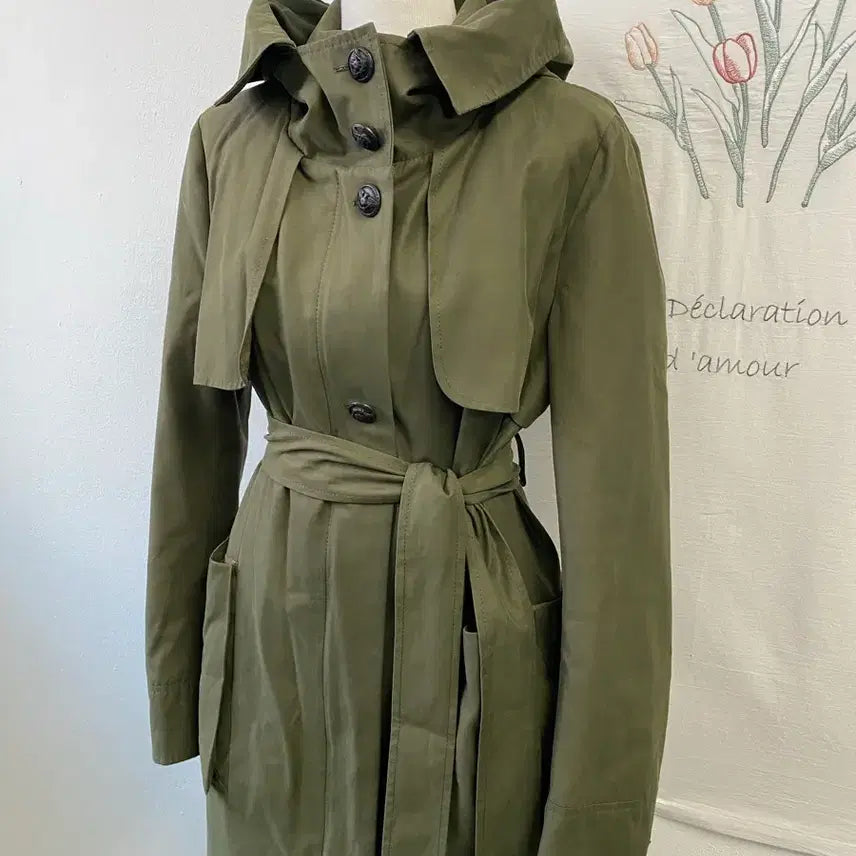 [BUNJANG] SJSJ Hooded Belted Trench Coat / 한섬 SJSJ 후드 벨트 트렌치코트