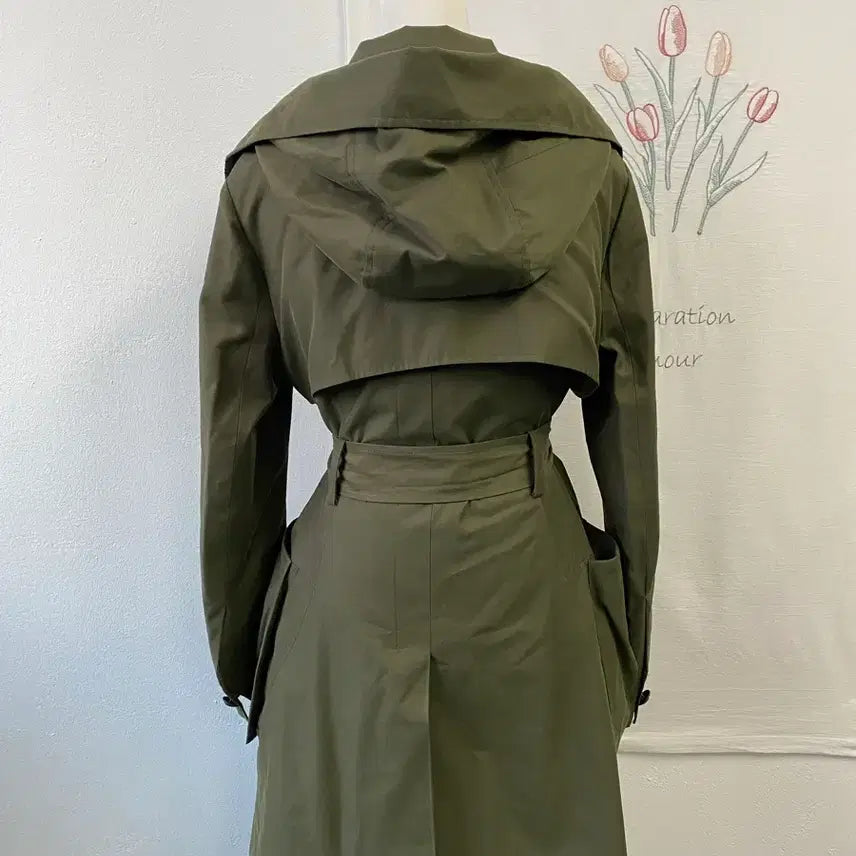 [BUNJANG] SJSJ Hooded Belted Trench Coat / 한섬 SJSJ 후드 벨트 트렌치코트