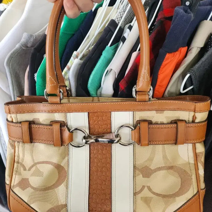[BUNJANG] Coach Signature Canvas Tote Bag Vintage / 코치 시그니처 캔버스 토트백 중고 빈티지 올드스쿨 레트로
