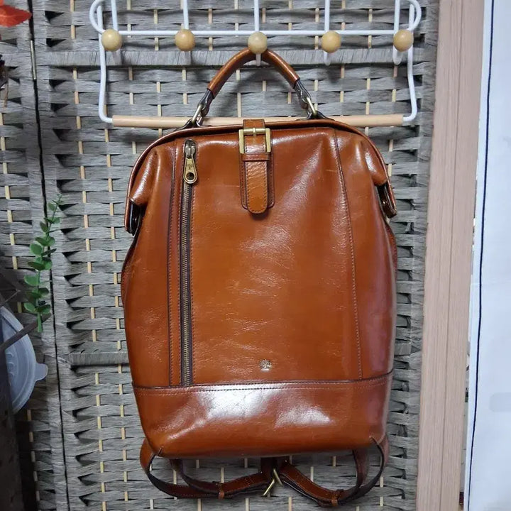[BUNJANG] LITCHI Leather Backpack / LITCHI레더브라운통가죽백팩가방