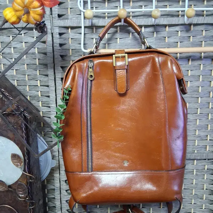 [BUNJANG] LITCHI Leather Backpack / LITCHI레더브라운통가죽백팩가방