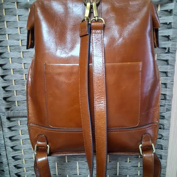 [BUNJANG] LITCHI Leather Backpack / LITCHI레더브라운통가죽백팩가방