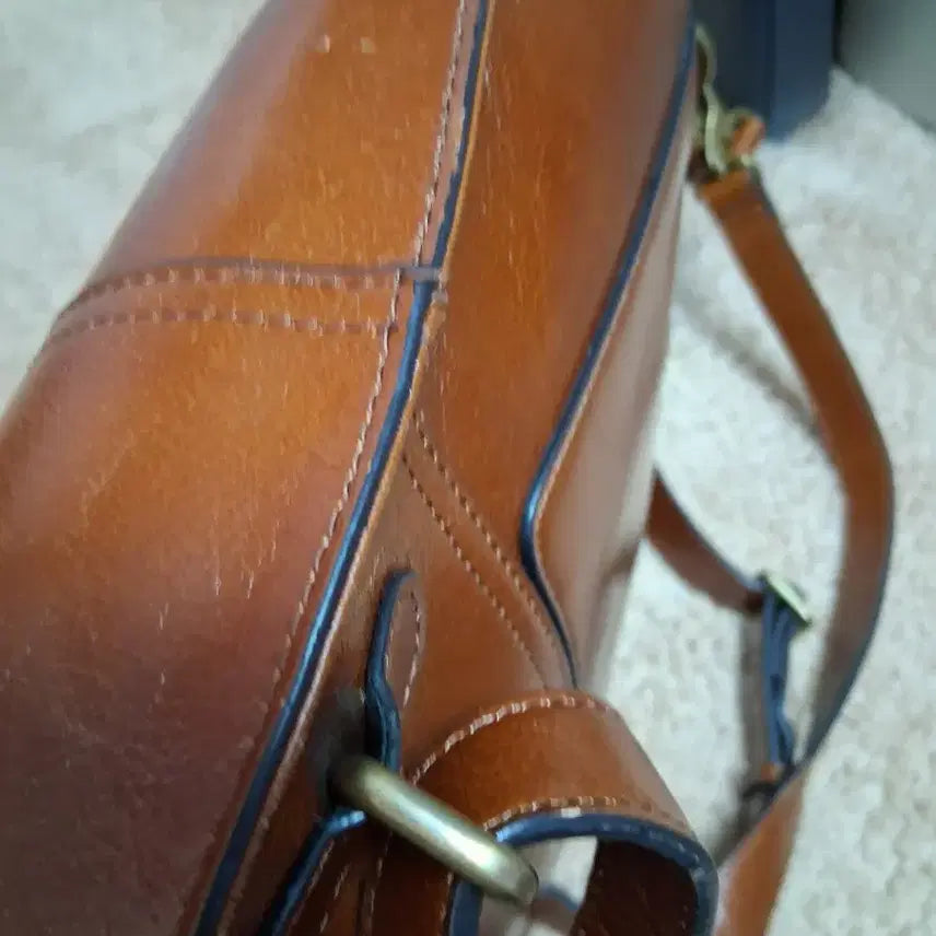 [BUNJANG] LITCHI Leather Backpack / LITCHI레더브라운통가죽백팩가방