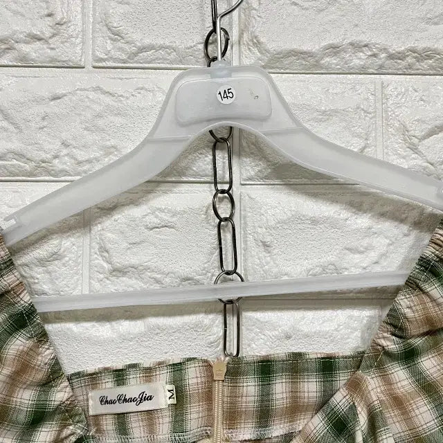 [BUNJANG] Square Neck Short Sleeve Checkered Dress / ㅇ145 스퀘어넥 반팔 체크 원피스
