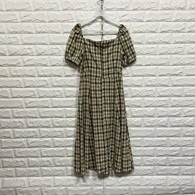 [BUNJANG] Square Neck Short Sleeve Checkered Dress / ㅇ145 스퀘어넥 반팔 체크 원피스